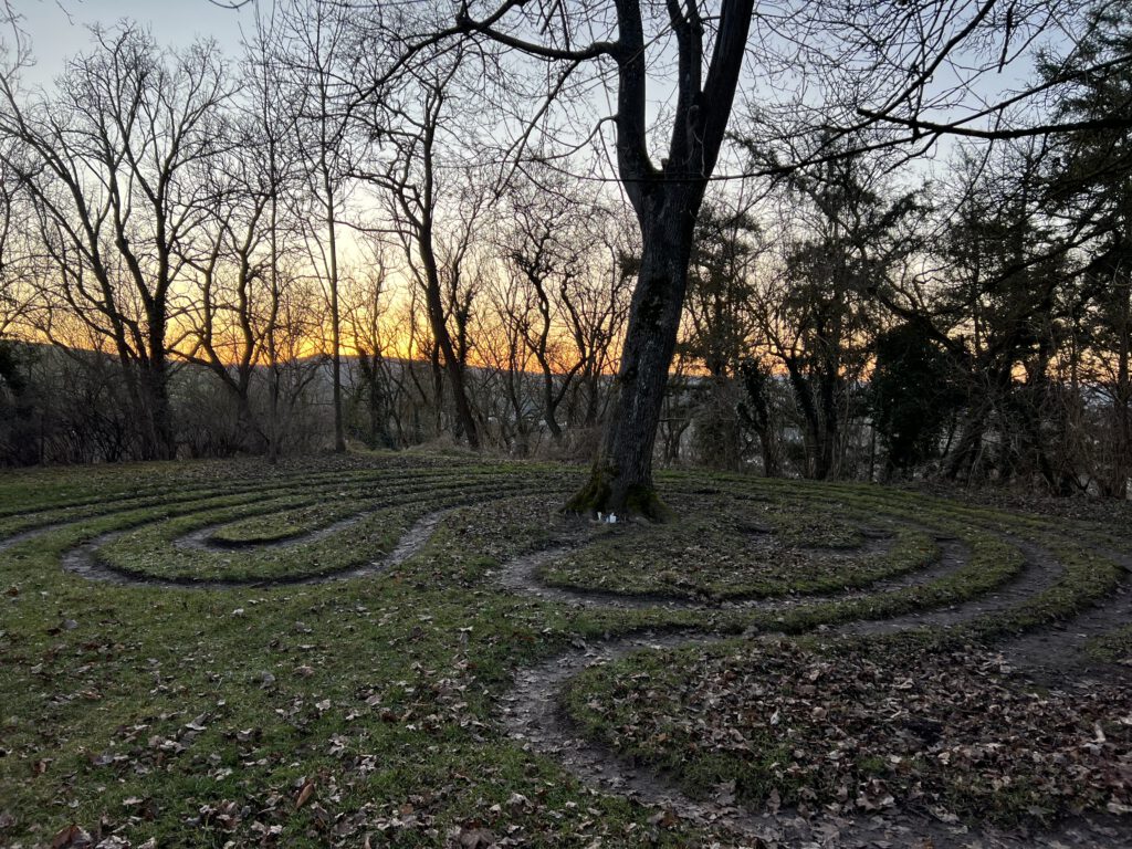 Sonnenuntergang über dem Labyrith Disibodenberg